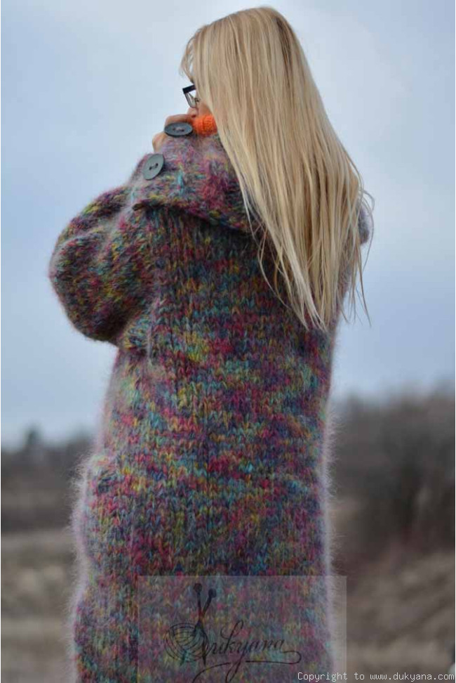 Chunky mohair cardigan in mixed colours CA95
